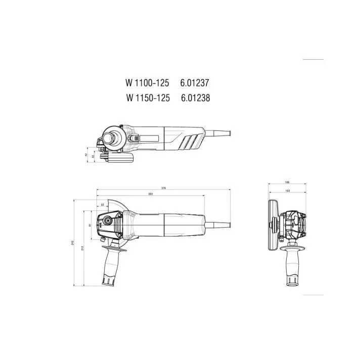 METABO W1100125 HAAKSE SLIJPER Ø 125MM 1100W